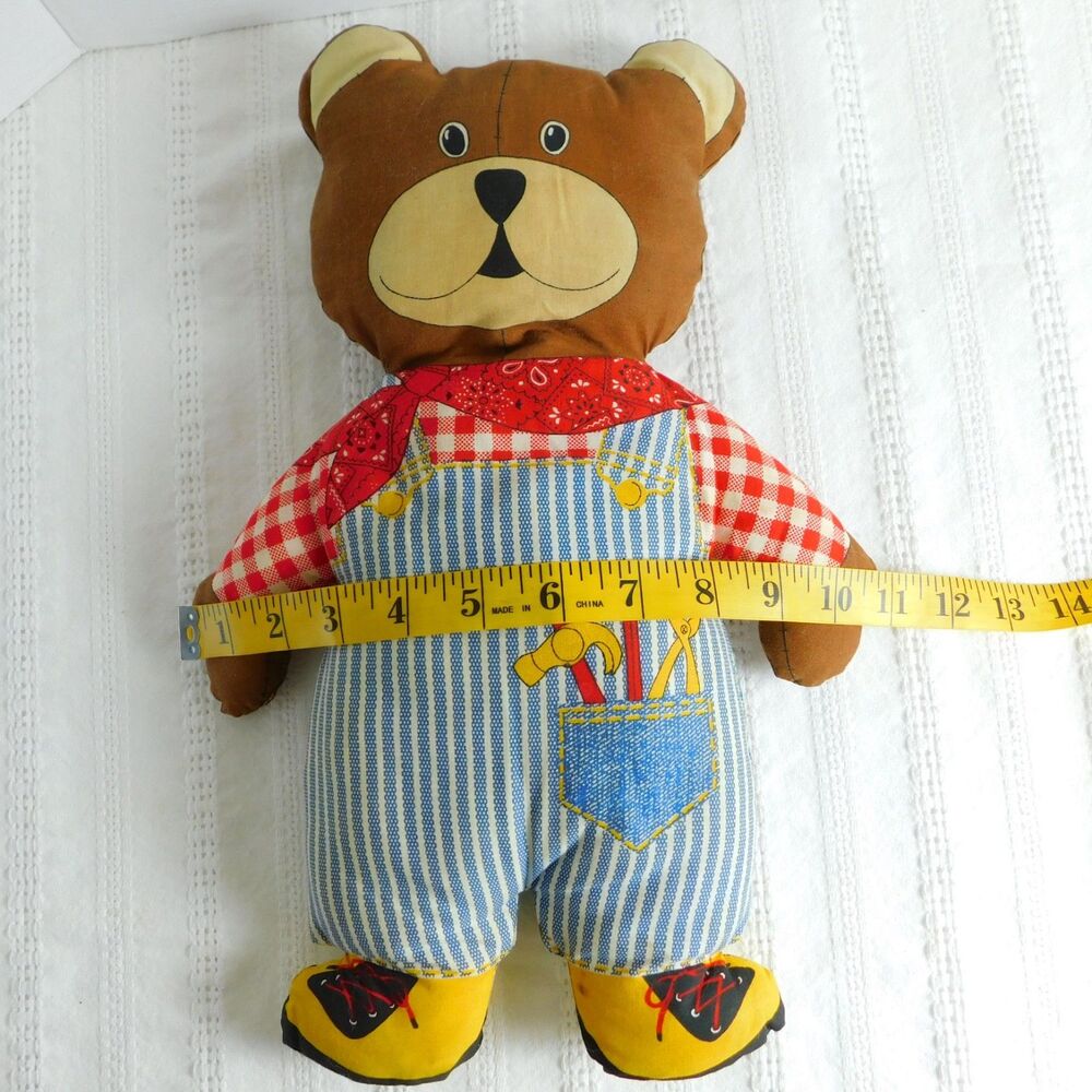 Bear Family Pillow Stuffed Plush Lot of 3, Cut & Sew Fabric 1970 Mr Mrs Vintage - Picture 10 of 14